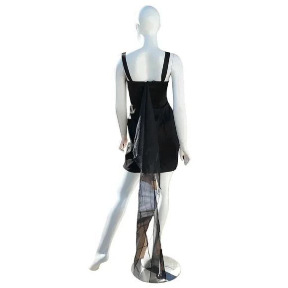 Dave & Johnny Black Dress with Integrated Shawl Formal Occasion Wear Size 3/4 - Picture 6 of 16